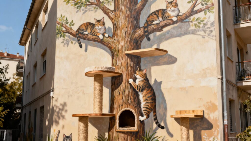 Arbre à chat mural : une solution innovante pour gagner de l'espace sans aucun texte