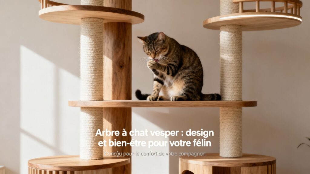 Arbre à chat vesper : design et bien-être pour votre félin avec texte