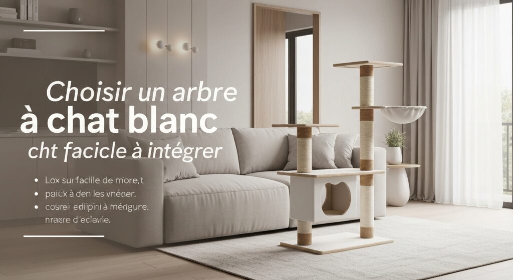 Choisir un arbre à chat blanc chic et facile à intégrer avec texte