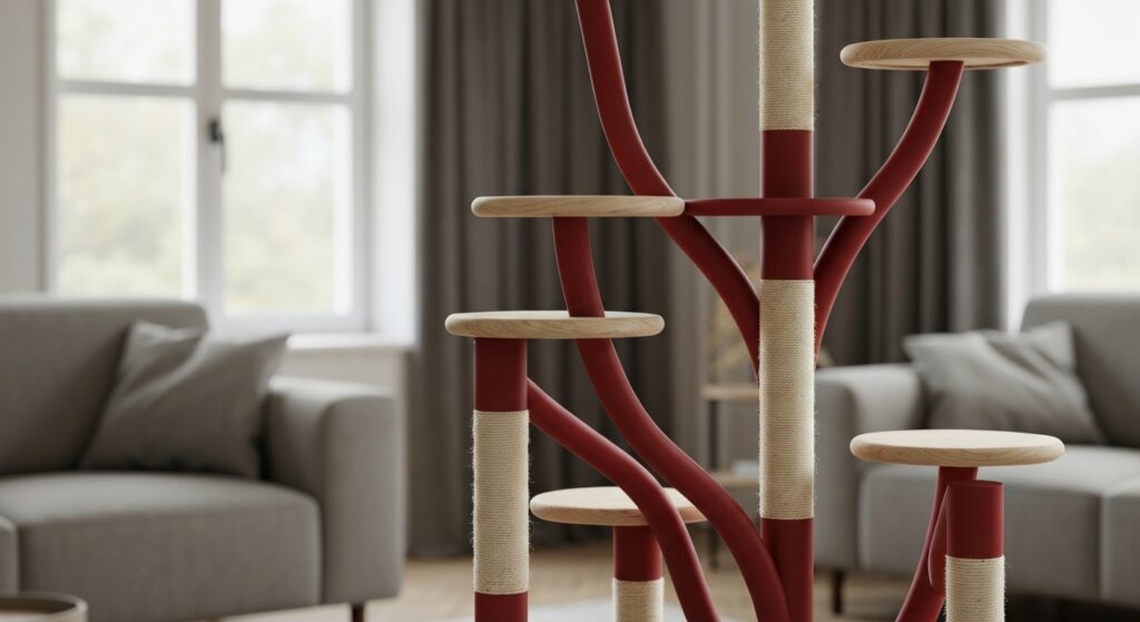 L'arbre à chat rouge : design et bien-être pour votre intérieur sans aucun texte