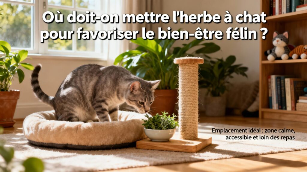 Où doit-on mettre l'herbe à chat pour favoriser le bien-être félin ? 
