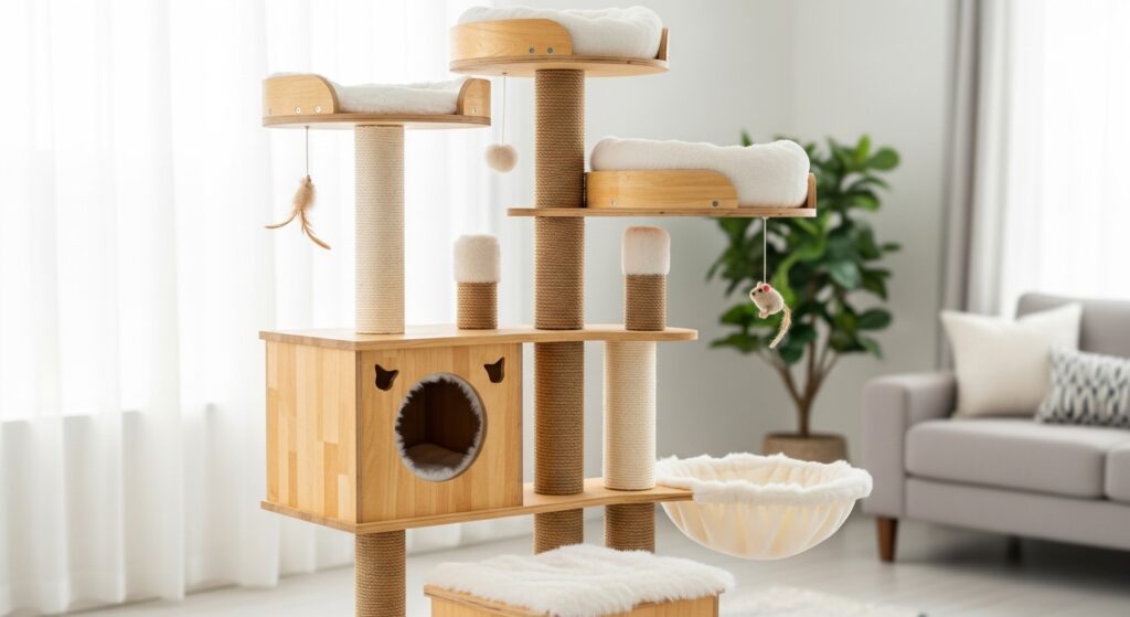 Fabriquer un arbre à chat fait maison solide et esthétique sans aucun texte