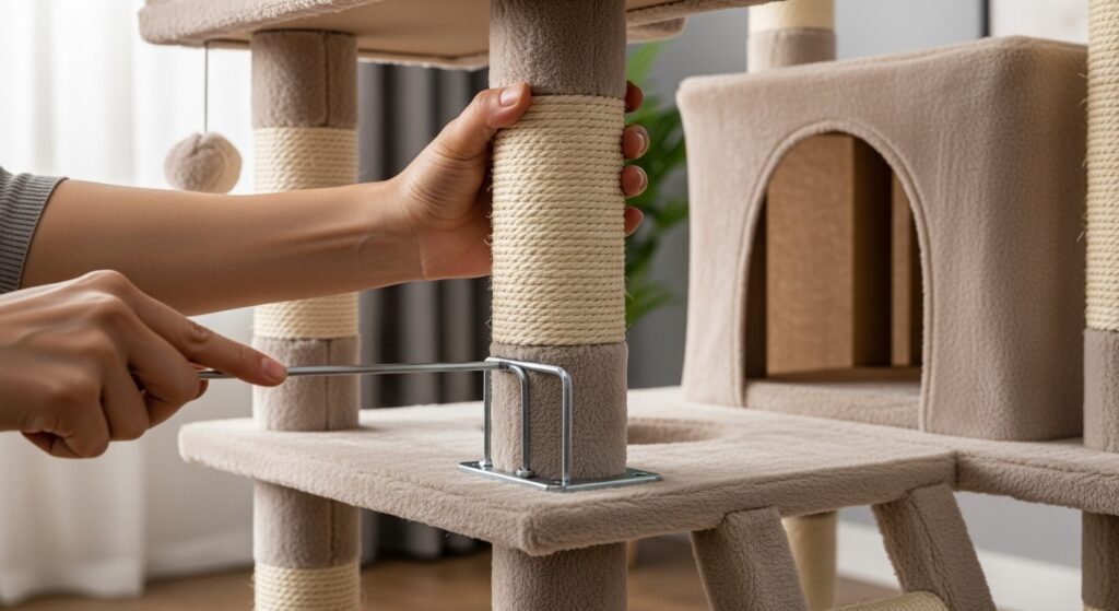 Stabiliser un arbre à chat : guide pratique sans aucun texte